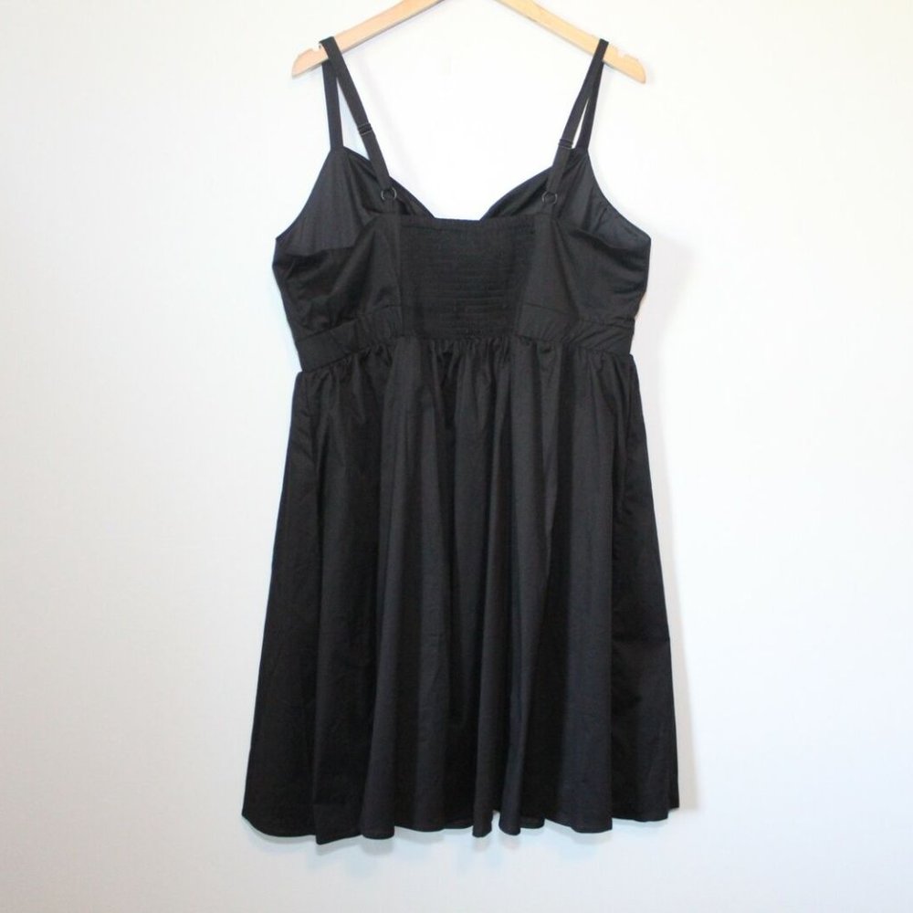 NWT Torrid Poplin Tie Front Skater Dress Smocked Black Plus Size 1 1X H12802 - Picture 8 of 12